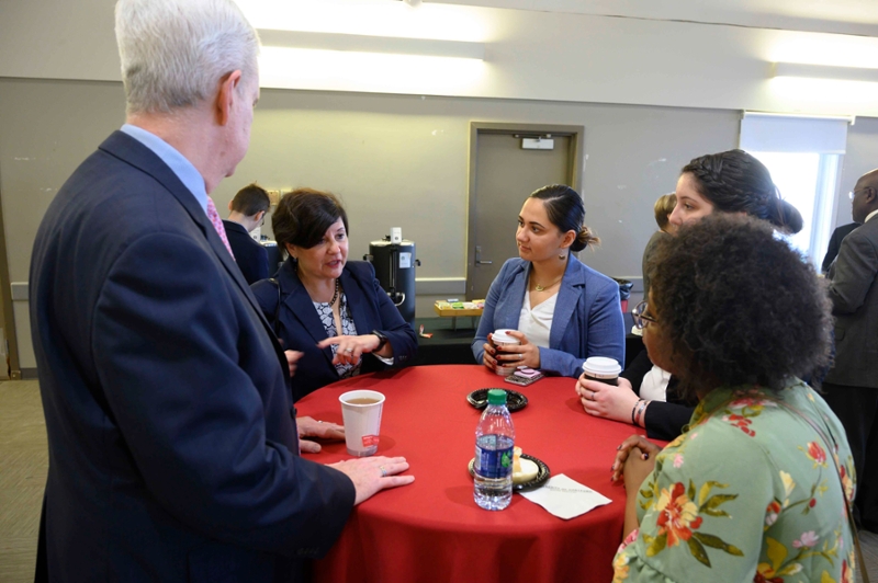 justices mcdonald, kahn with three women students